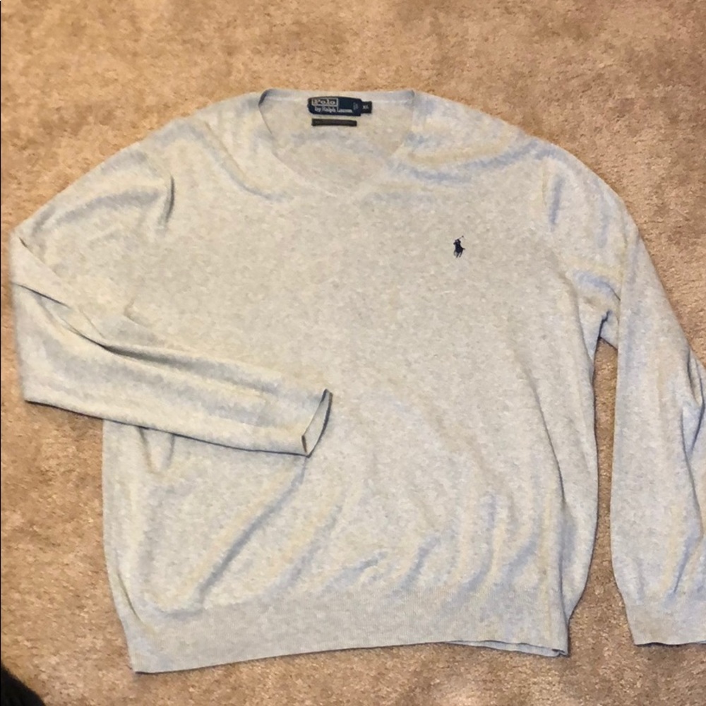 Grey Polo Pima Cotton V-neck